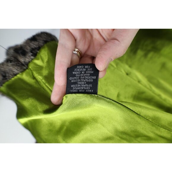 Buckle BKE Womens Medium Faux Fur Double Breasted Peacoat Jacket Leopard Print - Picture 8 of 14